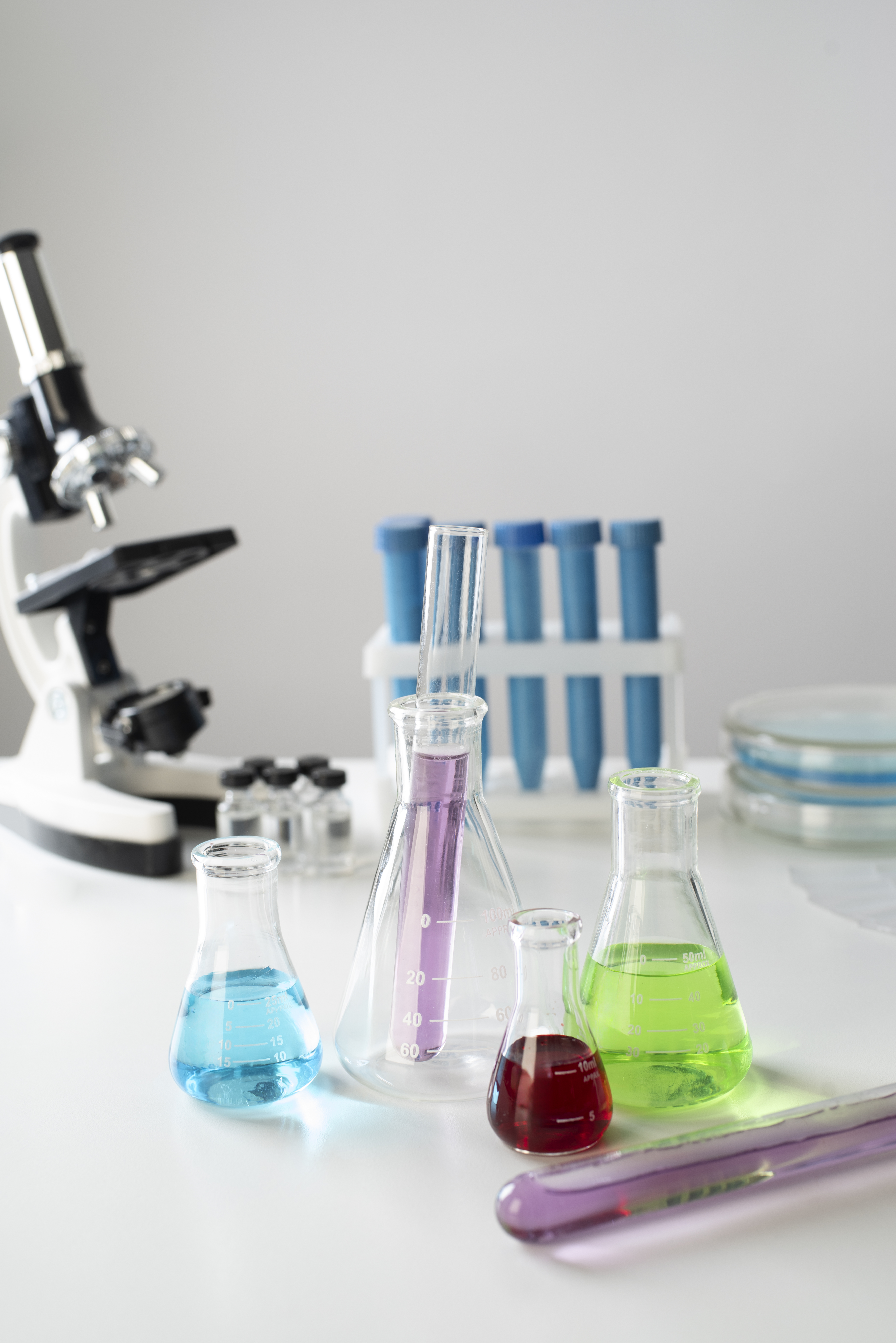 Laboratory with test tubes and samples